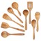 9 Piece Wooden Cooking Utensils Set for Kitchen with Spoons and Spatulas